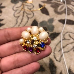 Pearl and crystal brooch